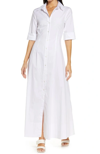 Staud Joan Collared Maxi Shirtdress In White
