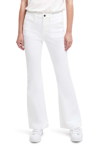 Shop Jen7 High Waist Wide Leg Denim Trousers In Clean White