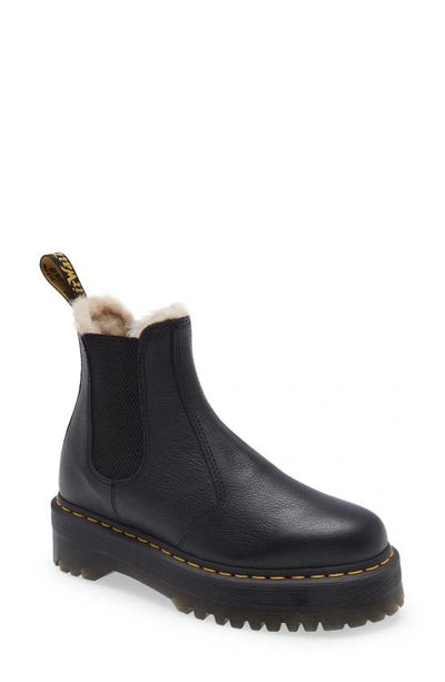 Shop Dr. Martens' 2976 Quad Faux Fur Chelsea Boot In Black Pisa Leather