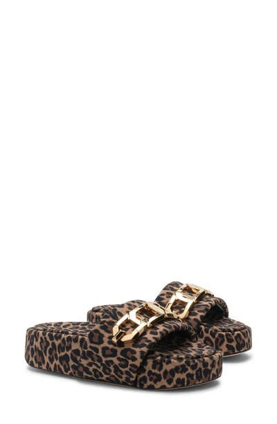Shop Good American Chain Platform Slide Sandal In Pale Leopard
