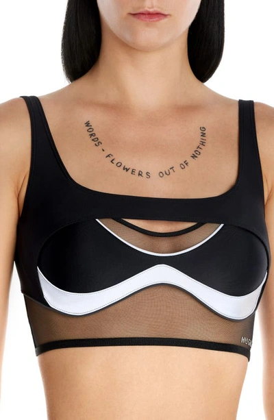 MUGLER REFLECTIVE ILLUSION MESH SPORTS BRA 