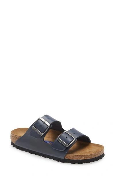 Shop Birkenstock Arizona Soft Slide Sandal In Blue Oiled