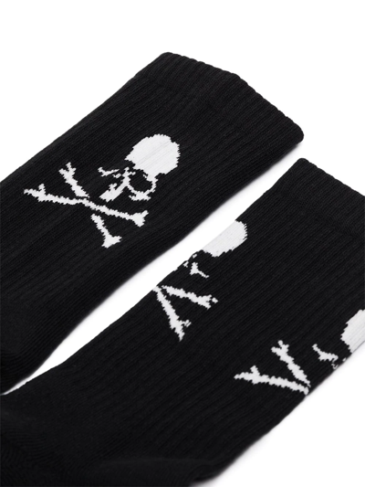 Shop Mastermind Japan Skull Motif Ankle Socks In Black