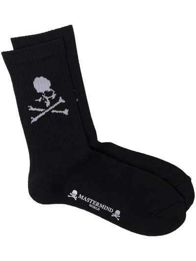 Shop Mastermind Japan Skull Motif Ankle Socks In Black