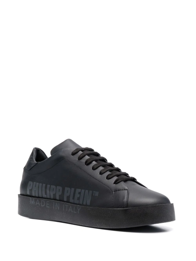 Shop Philipp Plein Leather Low-top Sneakers In Schwarz