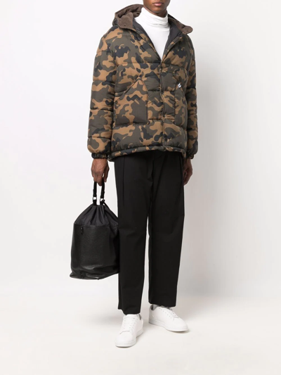 Shop Mackintosh Camouflage-pattern Padded Jacket In Grün
