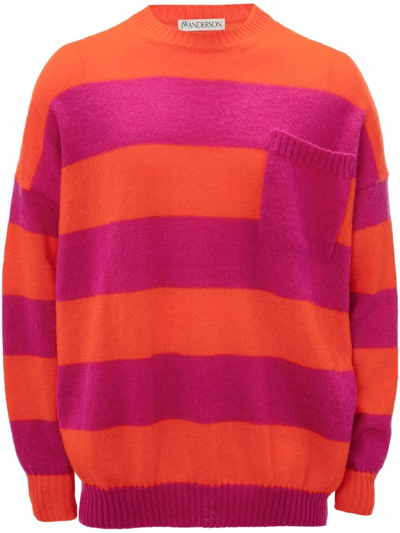 Shop Jw Anderson Horizontal Striped Jumper In Pink