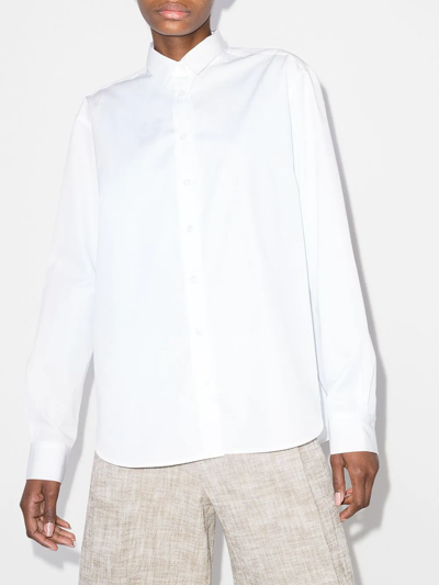 Shop Totême Logo-embroidered Cotton Shirt In Weiss