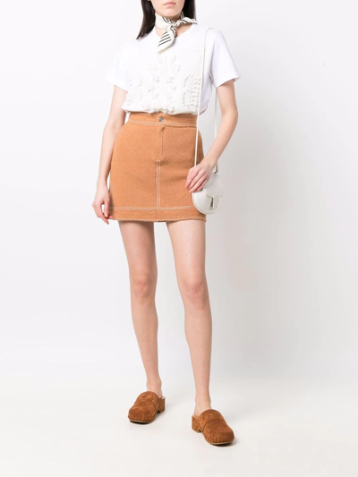 Shop Barrie Cashmere-blend Mid-rise Skirt In Nude