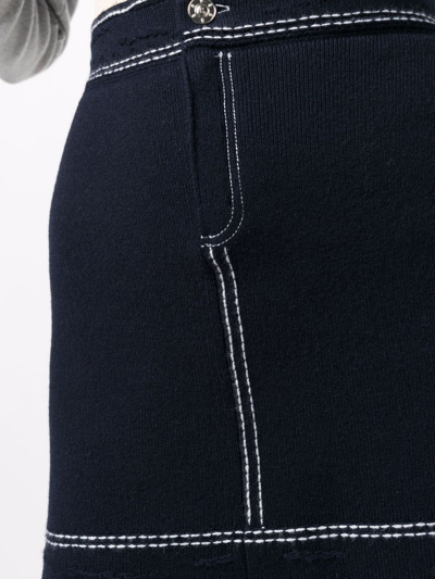 Shop Barrie Contrast-stitching Denim Mini Skirt In Blue