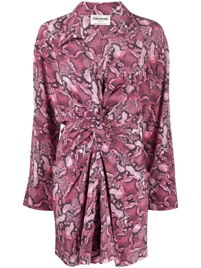 Shop Zadig & Voltaire Rozo Mini Shirt Dress In Rosa