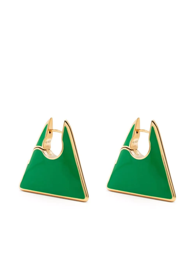 Shop Bottega Veneta Triangle Enamel Earrings In Grün