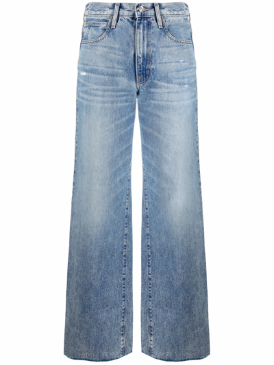 Shop Slvrlake Grace Frayed Wide-leg Jeans In Blau