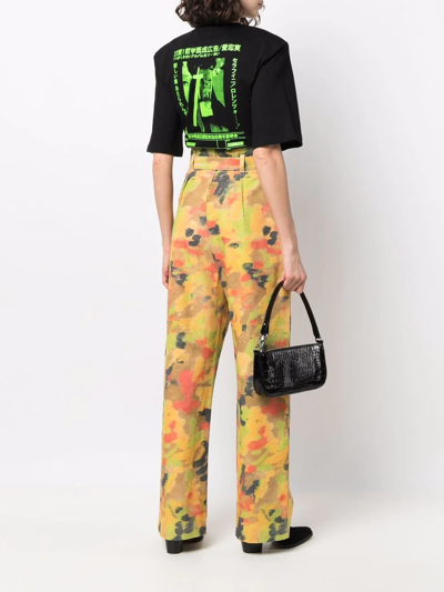Philosophy Di Lorenzo Serafini Printed Jersey T-shirt W/ Shoulder Pads In Schwarz