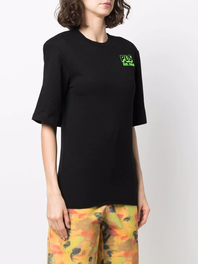 Philosophy Di Lorenzo Serafini Printed Jersey T-shirt W/ Shoulder Pads In Schwarz