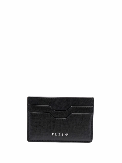 Shop Philipp Plein Engraved-logo Leather Cardholder In Schwarz