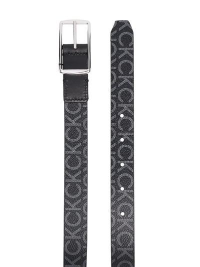 Calvin Klein Reversible Logo-print Belt In Schwarz