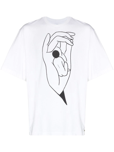 Shop Lemaire Graphic-print Cotton T-shirt In Weiss