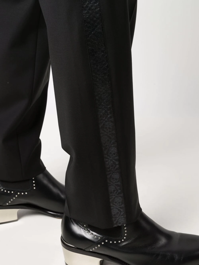 Shop Philipp Plein Side-stripe Straight-leg Trousers In Black