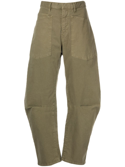 Shop Nili Lotan Shon Seam-detail Trousers In Grün