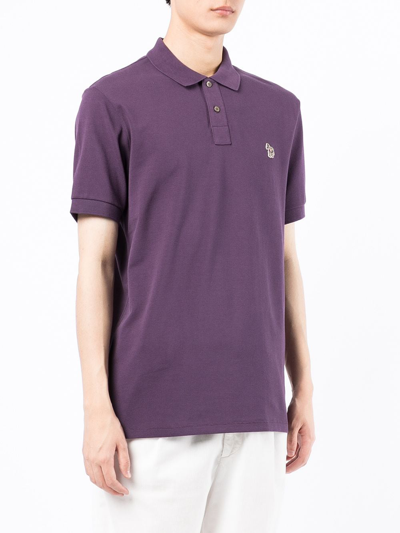 Shop Ps By Paul Smith Embroidered-logo Polo Shirt In Violett