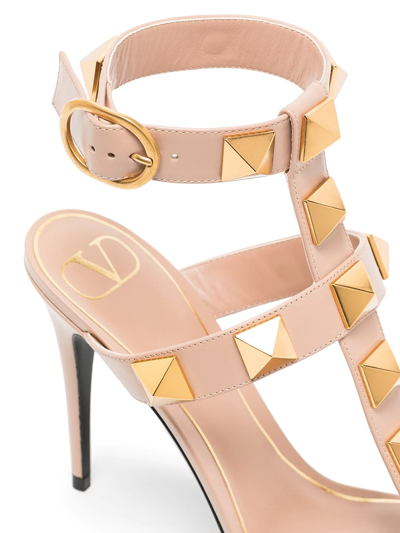 Shop Valentino Roman Stud 100mm Sandals In Pink