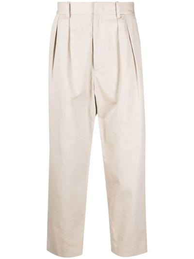 Shop Isabel Marant Wide Leg Cotton Chino Trousers In Nude
