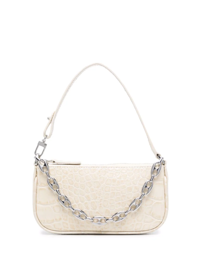 Shop By Far Mini Rachel Crocodile-effect Shoulder Bag In Nude