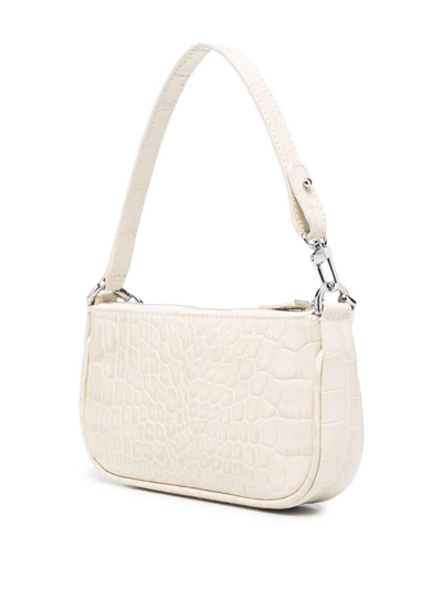 Shop By Far Mini Rachel Crocodile-effect Shoulder Bag In Nude