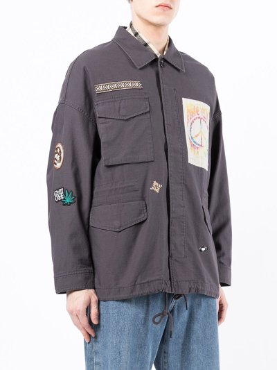 Shop Five Cm Patch Detail Cotton Jacket In Grau