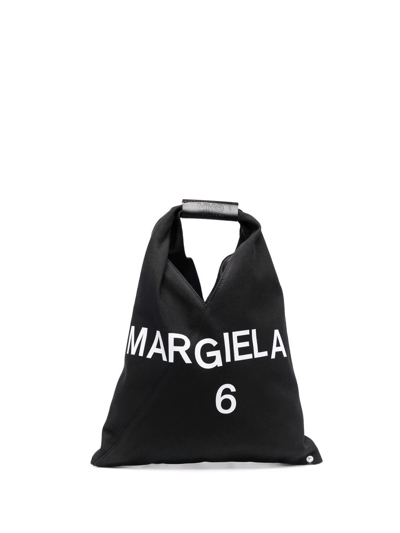 Mm6 Maison Margiela Borsa Mano Mm6 Black Canvas Japanese Bag With