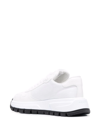Shop Prada Lace-up Sneakers In Weiss