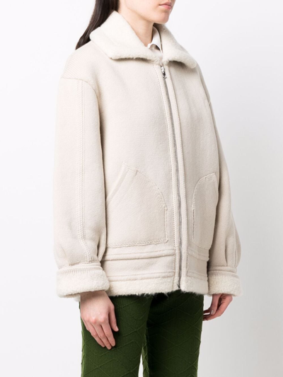 Shop Barrie Woven Bomber Jacket In Nude