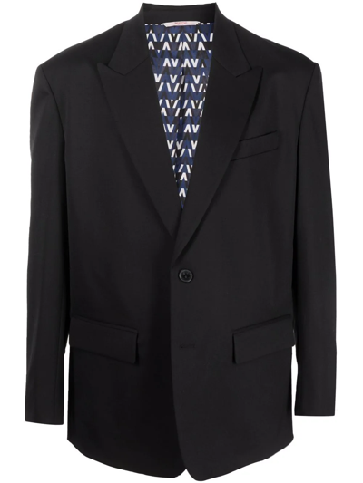 Shop Valentino Single-breasted Blazer In Schwarz