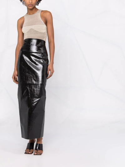 Shop Rick Owens Faux-leather Long Pencil Skirt In Schwarz
