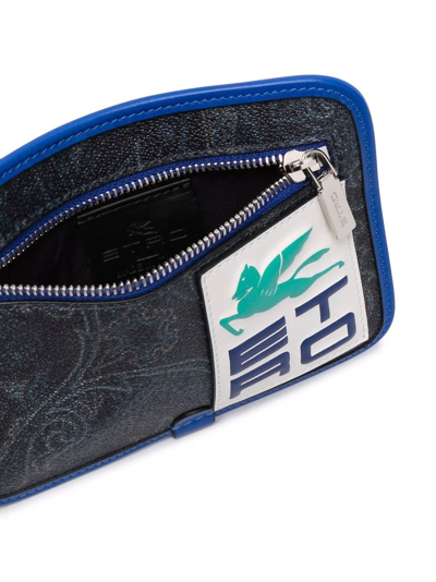 Shop Etro Logo-patch Wallet In Blau