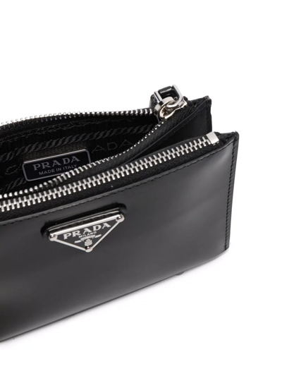Prada Logo Plaque Zip-up Wallet In Schwarz
