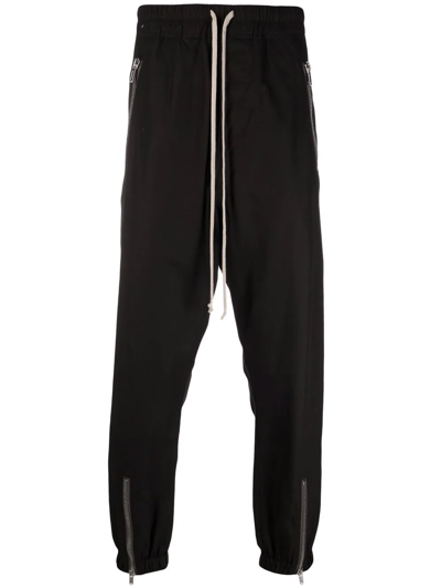 Shop Rick Owens Elasticated-waist Zip-details Trousers In Schwarz