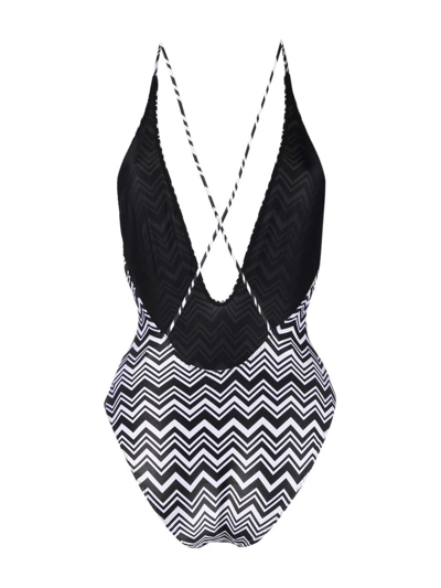Shop Missoni Zigzag-print Swimsuit In Schwarz