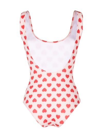 Natasha Zinko Supplex Hearts Swimsuit In Red