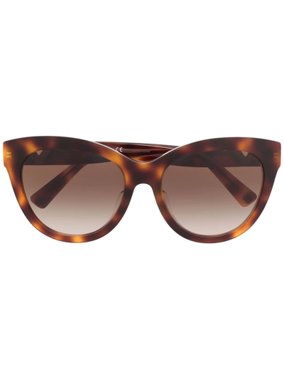 Shop Valentino Vgold Cat-eye Sunglasses In Braun