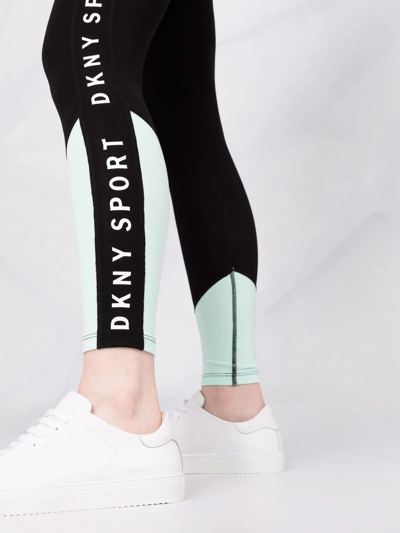 Shop Dkny Logo-print High-waisted Leggings In Schwarz