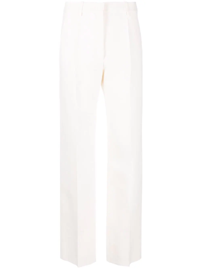 Shop Valentino Tailored High-waisted Trousers In Weiss