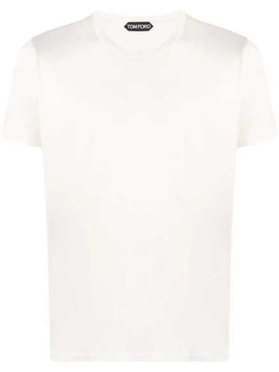 Shop Tom Ford Cotton-silk Blend T-shirt In Nude