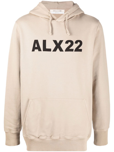 Shop Alyx Logo-print Hoodie In Nude