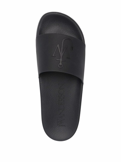 Shop Jw Anderson Logo-anchor Pool Slides In Schwarz