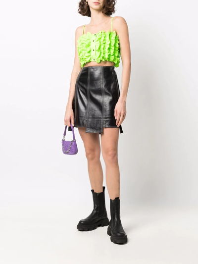 Msgm Jacquard Taffeta Cropped Top With Rouges In Grün