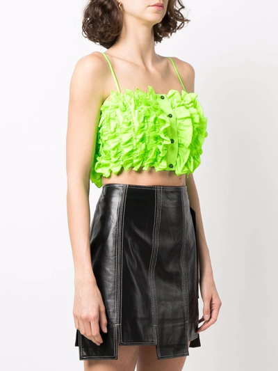 Msgm Jacquard Taffeta Cropped Top With Rouges In Grün