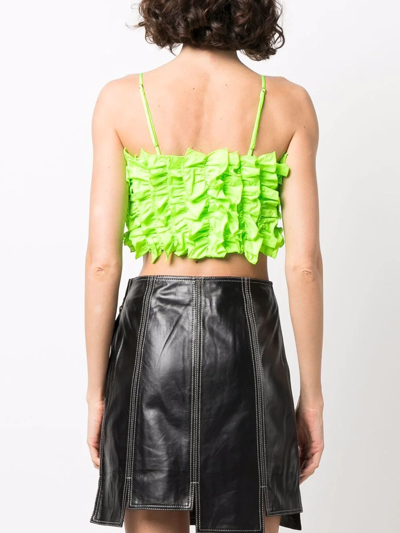 Msgm Jacquard Taffeta Cropped Top With Rouges In Grün