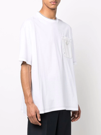 Shop Prada Triangle Logo Chest Pocket T-shirt In Weiss